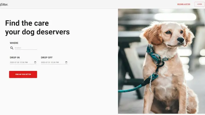LovingSitter app homepage
